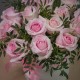 15 розовых роз в шляпной коробке с зеленью купить с доставкой в Санкт-Петербурге