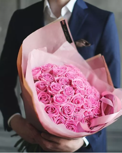 Букет из 29 розовых роз 60 см купить с доставкой в Санкт-Петербурге