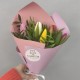 Букет 5 тюльпанов микс с фисташкой в матовой пленке - Корпоративный купить с доставкой в Санкт-Петербурге