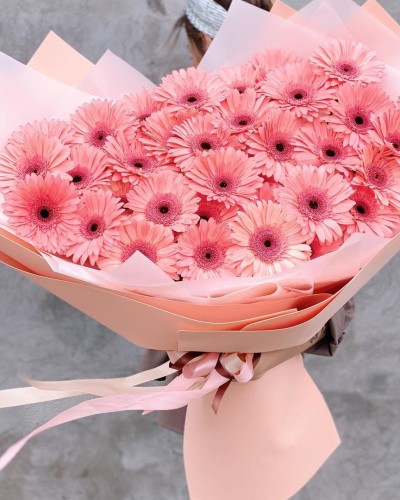 Букет из 35 розовых гербер купить с доставкой в Санкт-Петербурге