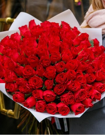 Букет из 101 красной розы Кения Премиум 40 см