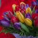 Букет 25 разноцветных тюльпанов в шляпной коробке - Корпоративный купить с доставкой в Санкт-Петербурге