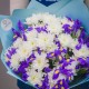 Букет из 30 синих ирисов и 7 белых хризантем купить с доставкой в Санкт-Петербурге