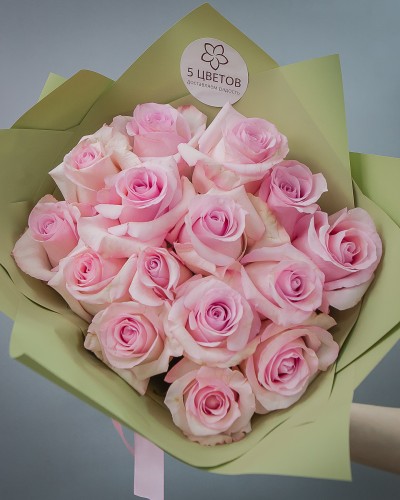 Букет из 15 нежно-розовых роз 50 см