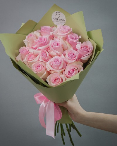 Букет из 15 нежно-розовых роз 60 см купить с доставкой в Санкт-Петербурге