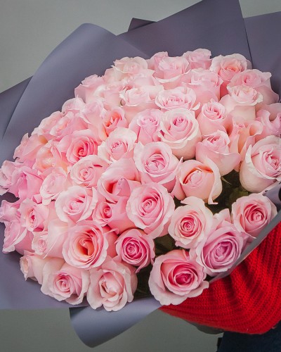 Букет 51 розовая роза 60см купить с доставкой в Санкт-Петербурге