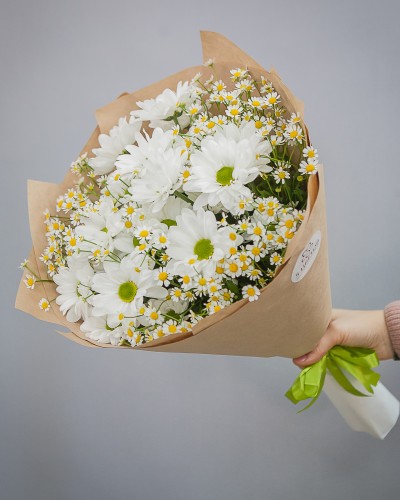 Букет из хризантема и ромашка кустовая купить с доставкой в Санкт-Петербурге